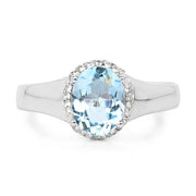 Bids.com 2.63 Carat Genuine  Blue Topaz and White Topaz .925 Sterling Silver Ring Rings