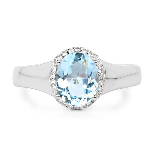 Bids.com 2.63 Carat Genuine  Blue Topaz and White Topaz .925 Sterling Silver Ring Rings