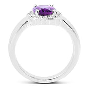 Bids.com 1.68 Carat Genuine  Amethyst and White Topaz .925 Sterling Silver Ring Rings