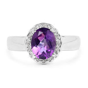 Bids.com 1.68 Carat Genuine  Amethyst and White Topaz .925 Sterling Silver Ring Rings