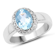 Bids.com 2.58 Carat Genuine  Blue Topaz and White Topaz .925 Sterling Silver Ring Rings