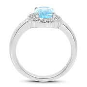 Bids.com 2.58 Carat Genuine  Blue Topaz and White Topaz .925 Sterling Silver Ring Rings