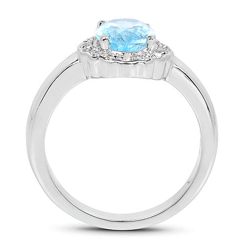 Bids.com 2.58 Carat Genuine  Blue Topaz and White Topaz .925 Sterling Silver Ring Rings
