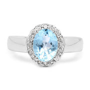 Bids.com 2.58 Carat Genuine  Blue Topaz and White Topaz .925 Sterling Silver Ring Rings