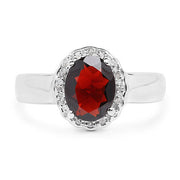 Bids.com 2.58 Carat Genuine  Garnet and White Topaz .925 Sterling Silver Ring Rings