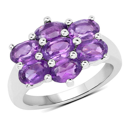 Bids.com 3.01 Carat Genuine  Amethyst .925 Sterling Silver Ring Rings