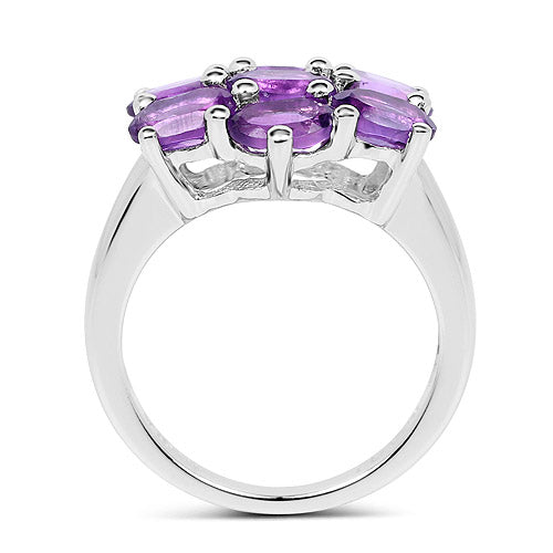 Bids.com 3.01 Carat Genuine  Amethyst .925 Sterling Silver Ring Rings