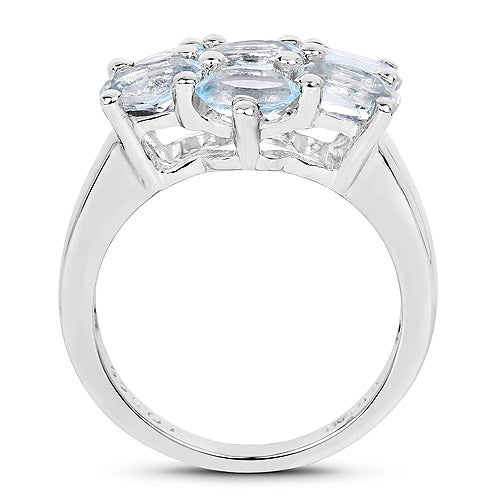 Bids.com 3.57 Carat Genuine  Blue Topaz .925 Sterling Silver Ring Rings