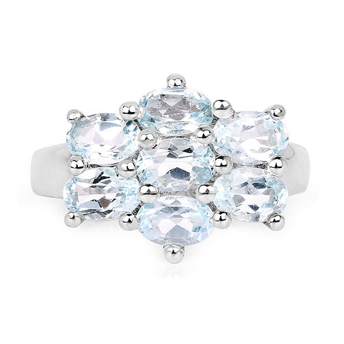 Bids.com 3.57 Carat Genuine  Blue Topaz .925 Sterling Silver Ring Rings