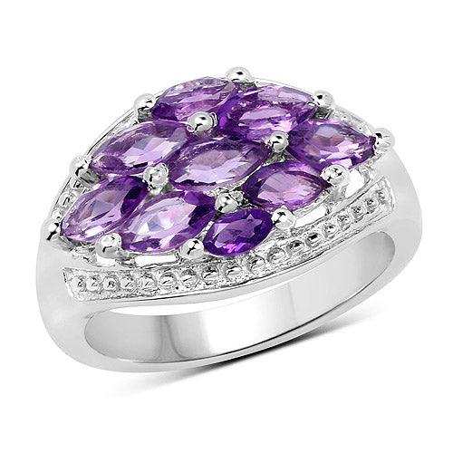 Bids.com 1.91 Carat Genuine  Amethyst .925 Sterling Silver Ring Rings