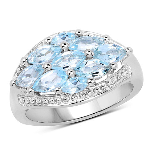 Bids.com 2.50 Carat Genuine  Blue Topaz .925 Sterling Silver Ring Rings