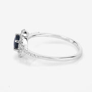 Bids.com 0.78 Carat Genuine Blue Sapphire and White Diamond 14K White Gold Ring Rings