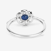 Bids.com 0.78 Carat Genuine Blue Sapphire and White Diamond 14K White Gold Ring Rings