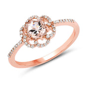 Bids.com 0.54 Carat Genuine Morganite and White Diamond 14K Rose Gold Ring Rings