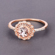 Bids.com 0.54 Carat Genuine Morganite and White Diamond 14K Rose Gold Ring Rings