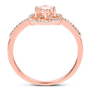 Bids.com 0.54 Carat Genuine Morganite and White Diamond 14K Rose Gold Ring Rings
