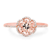 Bids.com 0.54 Carat Genuine Morganite and White Diamond 14K Rose Gold Ring Rings