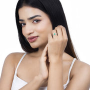 Bids.com 0.55 Carat Genuine Zambian Emerald and White Diamond 14K White Gold Ring Rings