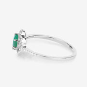 Bids.com 0.55 Carat Genuine Zambian Emerald and White Diamond 14K White Gold Ring Rings