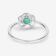 Bids.com 0.55 Carat Genuine Zambian Emerald and White Diamond 14K White Gold Ring Rings