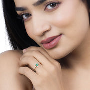 Bids.com 0.55 Carat Genuine Zambian Emerald and White Diamond 14K Yellow Gold Ring Rings