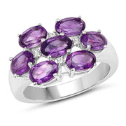 Bids.com 3.05 Carat Genuine  Amethyst and White Topaz .925 Sterling Silver Ring Rings