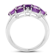 Bids.com 3.05 Carat Genuine  Amethyst and White Topaz .925 Sterling Silver Ring Rings