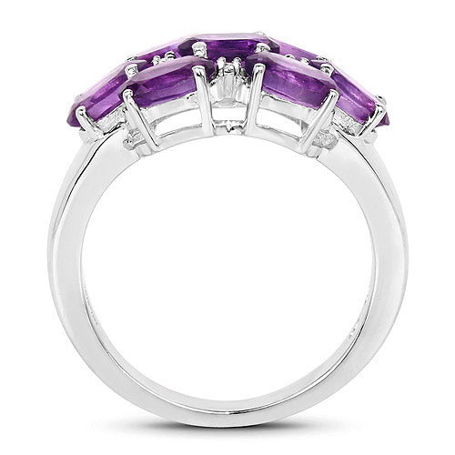 Bids.com 3.05 Carat Genuine  Amethyst and White Topaz .925 Sterling Silver Ring Rings