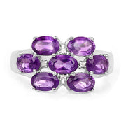 Bids.com 3.05 Carat Genuine  Amethyst and White Topaz .925 Sterling Silver Ring Rings