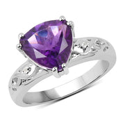Bids.com 2.71 Carat Genuine Amethyst and White Topaz .925 Sterling Silver Ring Rings