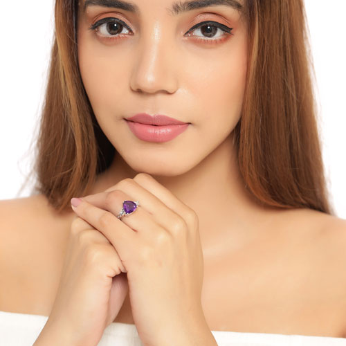 Bids.com 2.71 Carat Genuine Amethyst and White Topaz .925 Sterling Silver Ring Rings