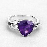 Bids.com 2.71 Carat Genuine Amethyst and White Topaz .925 Sterling Silver Ring Rings