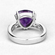 Bids.com 2.71 Carat Genuine Amethyst and White Topaz .925 Sterling Silver Ring Rings