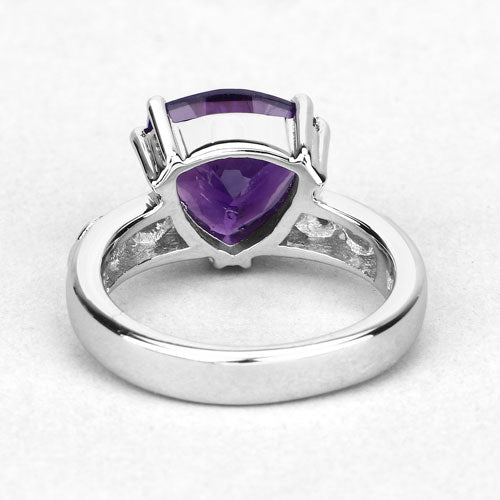 Bids.com 2.71 Carat Genuine Amethyst and White Topaz .925 Sterling Silver Ring Rings