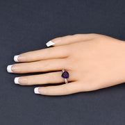 Bids.com 2.71 Carat Genuine Amethyst and White Topaz .925 Sterling Silver Ring Rings