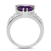 Bids.com 2.71 Carat Genuine Amethyst and White Topaz .925 Sterling Silver Ring Rings