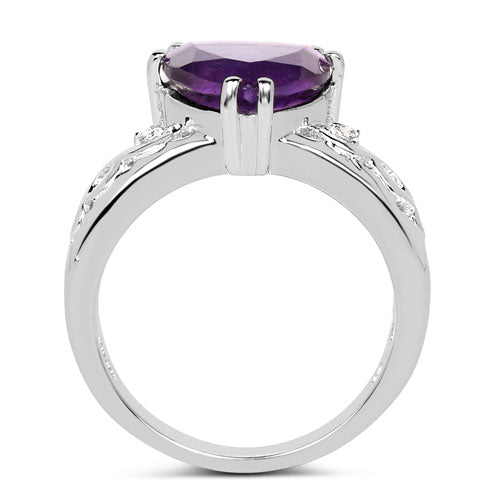 Bids.com 2.71 Carat Genuine Amethyst and White Topaz .925 Sterling Silver Ring Rings