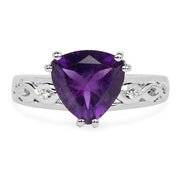 Bids.com 2.71 Carat Genuine Amethyst and White Topaz .925 Sterling Silver Ring Rings