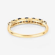 Bids.com 0.43 Carat Genuine Blue Sapphire and White Diamond 14K Yellow Gold Ring Rings
