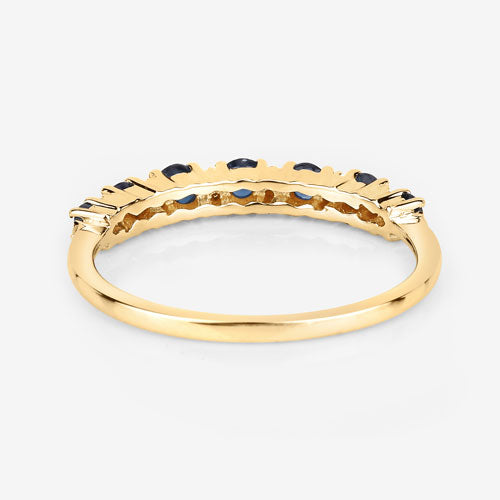 Bids.com 0.43 Carat Genuine Blue Sapphire and White Diamond 14K Yellow Gold Ring Rings