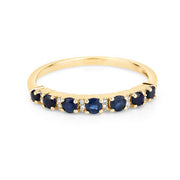 Bids.com 0.43 Carat Genuine Blue Sapphire and White Diamond 14K Yellow Gold Ring Rings