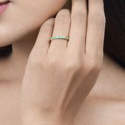 Bids.com 0.41 Carat Genuine Zambian Emerald and White Diamond 14K Yellow Gold Ring Rings