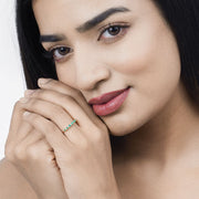 Bids.com 0.41 Carat Genuine Zambian Emerald and White Diamond 14K Yellow Gold Ring Rings