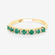 Bids.com 0.41 Carat Genuine Zambian Emerald and White Diamond 14K Yellow Gold Ring Rings