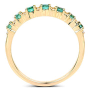 Bids.com 0.41 Carat Genuine Zambian Emerald and White Diamond 14K Yellow Gold Ring Rings