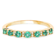 Bids.com 0.41 Carat Genuine Zambian Emerald and White Diamond 14K Yellow Gold Ring Rings