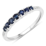 Bids.com 0.45 Carat Genuine Blue Sapphire and White Diamond 14K White Gold Ring Rings