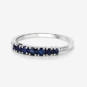 Bids.com 0.45 Carat Genuine Blue Sapphire and White Diamond 14K White Gold Ring Rings