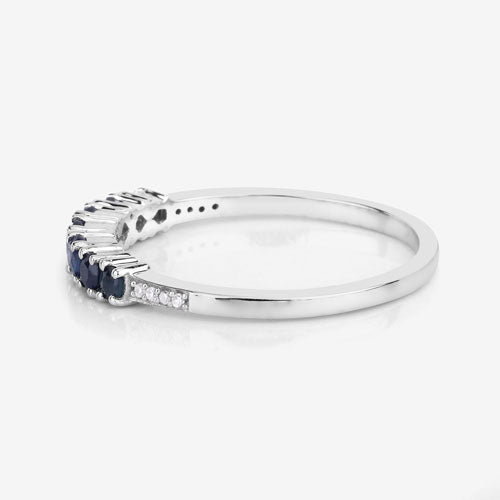 Bids.com 0.45 Carat Genuine Blue Sapphire and White Diamond 14K White Gold Ring Rings