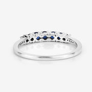 Bids.com 0.45 Carat Genuine Blue Sapphire and White Diamond 14K White Gold Ring Rings